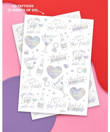 XO Fetti Cheers Bachelorette Temporary Tattoos - 40 Iridescent Styles | Bachelorette Party Decoration - Buy Online on GoSupps.com