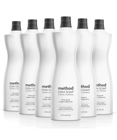 Method Gel Dish Soap Citrus Grove Biodegradable Formula Tough on Grease 18 Fl Oz (Pack of 6)