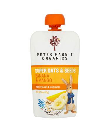 Pumpkin Tree Peter Rabbit Organics Super Oats & Seeds, Puree Squeeze Pouch, Banana & Mango, 4 Ounce (Pack of 10) Mango & Banana