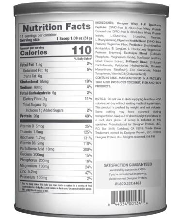 Designer Whey Natural 100% Whey Protein Powder - Gluten-Free, Non-GMO, Probiotics & Key B-Vitamins - 12 oz Unflavored - Buy Online on GoSupps.com