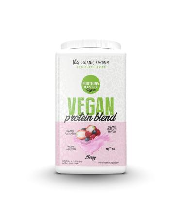 Portions Master Vegan Protein Blend, Complete Plant Based Protein Powder with Pea Hemp Seed Goji Blend Medium Chain Triglycerides (750g, Berry) Berry 1.65 Pound (Pack of 1)