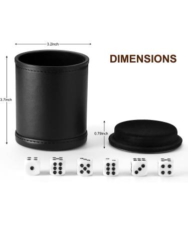 PU Leather Dice Cup with Lid and Felt-Lined Shaker - Set of 6 Dice Included for Yahtzee and Farkle Board Games - Buy Online on GoSupps.com