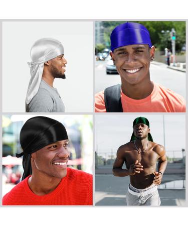 ASKNOTO 6-Piece Silky Durag Headwraps Pack for Men and Women - Long Tail, Wide Straps - 6 Colors - Buy Online on GoSupps.com