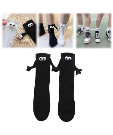 IrayZ Funny Magnetic Suction 3D Doll Couple Socks Couple Holding Hands Socks Unisex Funny Couple Holding Hands Sock for Couple (Color : A Pair of Black)