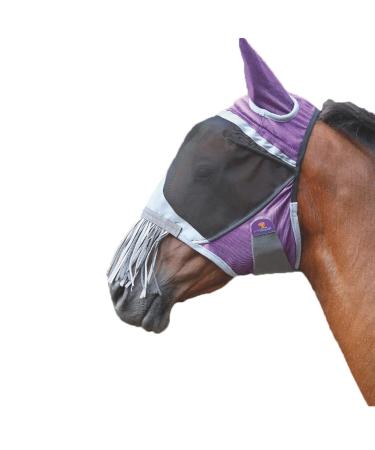 Shires Deluxe Horse/Pony Fly Mask With Nose Fringe UV Protection (Cob Green) Cob Green - Buy Online on GoSupps.com