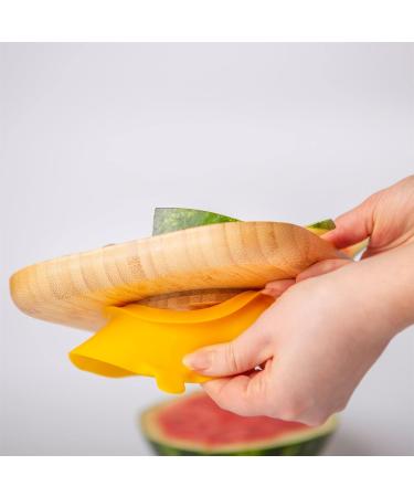 Children's Bamboo Segmented Dinner Plate with Suction Cup - Yellow - Buy Online on GoSupps.com
