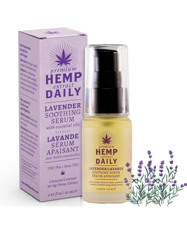 Hemp Daily Soothing Serum | Hemp Serum with Essential Oils | Vegan Organic Ingredients | .67 Fluid Ounces (Lavender Single) Lavender 0.67 Fl Oz (Pack of 1)