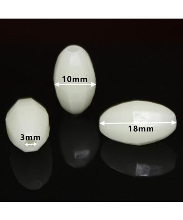 Orootl Glow Beads Fishing Saltwater - 100 Hard Plastic Light Beads | Green & White Oval EI Pearls Bait Fishing Tools - Buy Online on GoSupps.com