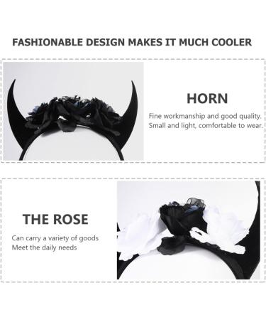 Lurrose Devil Horn Hair Band Gothic Rose Headband Black Devil Horn Headpiece Mexican Flower Hair Hoop Halloween Party Headwear Headress Party Props (Black Grey) - Buy Online on GoSupps.com