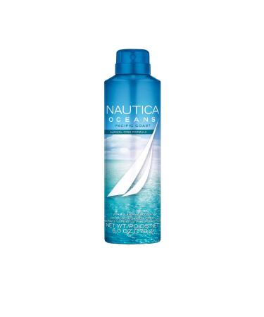Nautica Oceans Pacific Coast Deodorizing Body Spray for Men - Uplifting, Refreshing Scent - Earthy, Marine Notes of Pinewood and Mint - Ideal for Day and Night Wear - 6.0 Oz