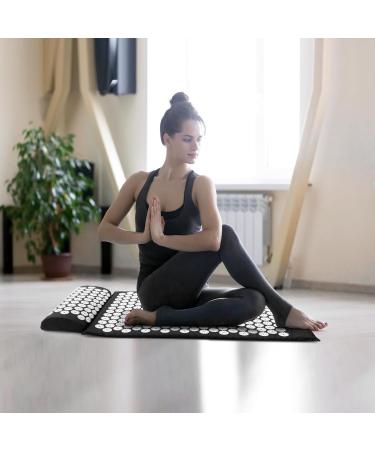 Acupress Toweratte & Pillow Set | Spike Yoga Mat for Massage & Wellness | Tension Relief & Muscle Recovery | Includes Carrying Bag - Black - Buy Online on GoSupps.com