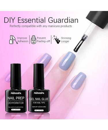 Missix 6-in-1 Nail Glue Gel and Nail Prep Dehydrate Kit for Long-Lasting Acrylic and Press-On Nails - Buy Online on GoSupps.com