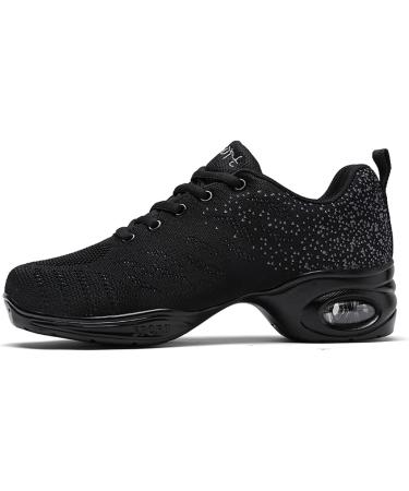 Buy Jazz Shoes for Women - Lace Up Dance Sneakers with Split Sole & Air Cushion - Modern Platform Shoes - Size 37 EU - Black - Buy Online on GoSupps.com