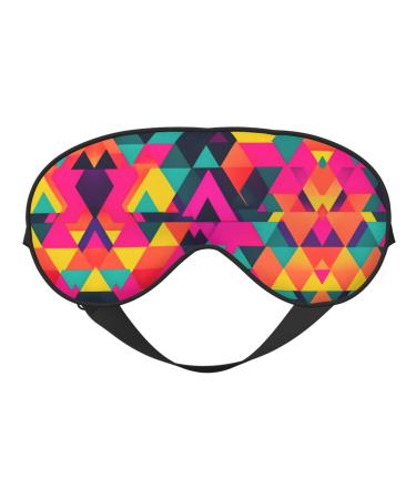 SSIMOO Colorful Triangle Print Double-Sided Eye Mask Soft and Light Blocking for Enhancing Sleep Quality Black