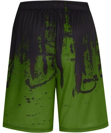 QUNPIU Men's Two-Piece Sport Suit Set - Green Fashion Print Shirt & Shorts - Size Medium - Buy Online on GoSupps.com