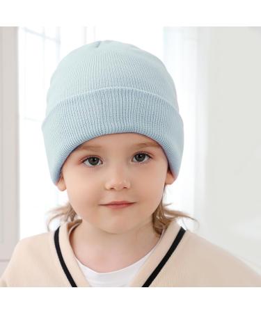XYIYI Newborn Baby Winter Beanie Hat Mitten Set | Infant Toddler Warm Knitted Hat Glove Set | Boys Girls 3-18 Months | Blue2 - Buy Online on GoSupps.com