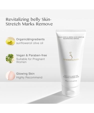 TENDER FLOWER Body Lotion with Folic Acid & Hyaluronic Acid | Stretch Marks Cream Shea Butter Skin Firming Moisturizing Cream for Sensitive Skin (6.7oz - Buy Online on GoSupps.com