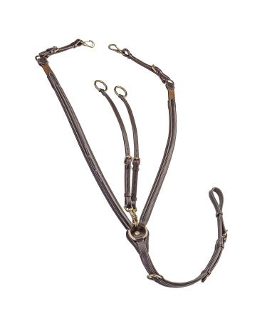 SUNRIDE Windsor breastplate made of genuine leather with martingale for horses - elastic adjustable (Full brown) Full brown