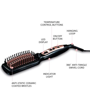 Carmen C81058 Noir Straightening Brush with LED Screen - Black & Rose Gold - Buy Online on GoSupps.com