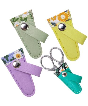 4 Pcs Embroidery Scissors Sheath Safety Scissors Protective Cover Leather Scissors Sheath Scissors Accessories