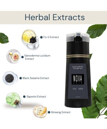 Nova Hair Dye Shampoo Nova Hair Instant Dye Shampoo Nova Hair Dye Shampoo Trynova Hair Shampoo for Women and Men (Black) - Buy Online on GoSupps.com