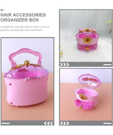 Uonlytech Hair Accessories Organizer Plastic Hair Ties Box with Handle Portable Little Girl Jewelry Crafts Container for Hair Pins Bows Barrette - Buy Online on GoSupps.com