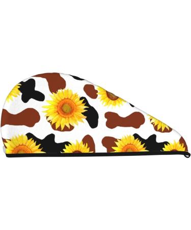 Sunflower Cow Microfiber Hair Towel - Soft Super Absorbent Wrap for Women | Quick Dry Coral Velvet Hair Cap for Long Curly & Thick Hair - Buy Online on GoSupps.com