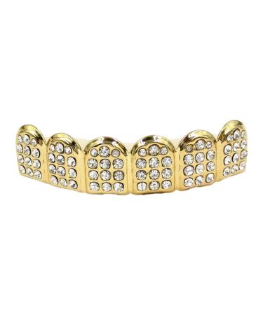 Gold-Plated Teeth Gold-Plated Braces With Diamonds Shiny Rhinestone Grille Covers Copper-Plated Gold Tooth Caps For Parties lower teeth