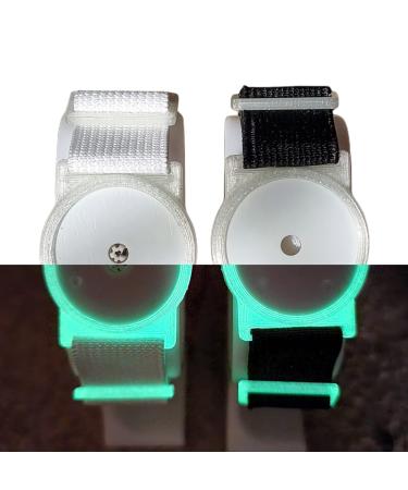 CGM Clips UK - Sensor Armband Holder/Protector Compatible with Freestyle Libre 1/2 - Green Glow in The Dark (White Strap)