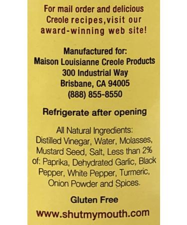 Maison Louisianne Shut-My-Mouth Creole Mustard 10oz - All Natural Gourmet, Fat Free, Mildly Spicy - Buy Online on GoSupps.com