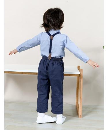 Mint Green Baby Boy Wedding Outfit Suit | 3-6 Months Solid Blue Gentleman Clothing Set with Bodysuit, Suspender Trousers, Shirt, and Bow Tie - Buy Online on GoSupps.com