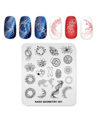 KADS Nail Stamping Plate Geometry Template Image Design Plates for Nail Art Decoration and DIY Nail Art(GE007)