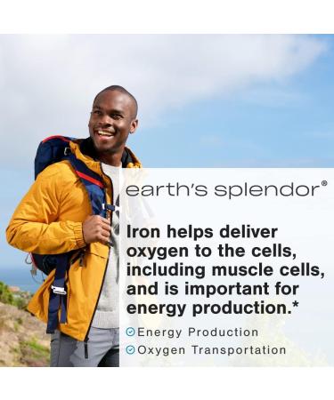 Earth's Splendor Iron 65mg USP 325mg Ferrous Sulfate Tablets - Energy Production Oxygen Transportation Overall Health - 3 Month Supply Iron 65 mg - Buy Online on GoSupps.com