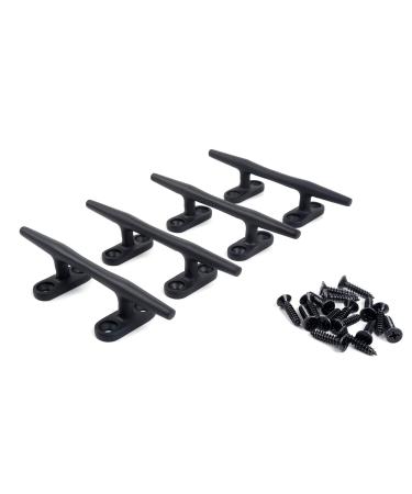 Mxeol Black Dock Cleats Boat Cleat Stainless Steel with Black Coating and Black Screws 4 Packs 5 inch, 4 pcs