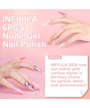 NXJ INFILILA Nude Gel Polish Set - 6 Colors Milky White & Jelly Nude - Translucent DIY Nail Art Kit for Home & Salon - 10ML Professional Quality - Buy Online on GoSupps.com
