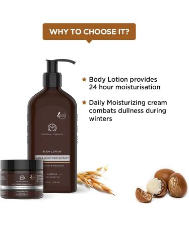 The Man Company Body Lotion - Oats & Wheat Germ Extract & Daily Moisturising Cream - Vitamin E & Shea Butter24 Hour Moisturisationmakes Skin Soft & Suppleabsorbs Quicklysls & Paraben-Free - Buy Online on GoSupps.com