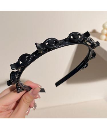 2 Double Bangs Hairstyle Hairpin Teeth Comb Hair Hoop Headband With Clips Attached Twist and Clip Headband Hairpin Headbands Double Layer Twist Plait Headband for Women Girls - Buy Online on GoSupps.com