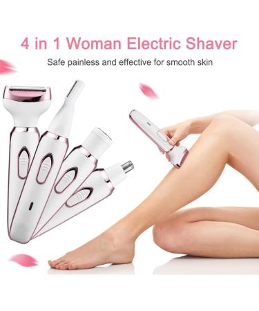 4 in 1 Rechargeable Womens Body Shavers Set - Electric Razor for Women Face, Nose, Eyebrow, Beard, Arm, Leg, Armpit, Bikini - Painless & Portable - Buy Online on GoSupps.com