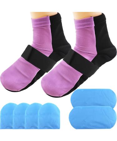 Reusable Cold Therapy Socks Gel Ice Pack for Feet Heels Injuries Swelling Hot and Cold Therapy Socks for Plantar Fasciitis Neuropathy Chemotherapy Pain Relief for Foot Ankle (Purple)