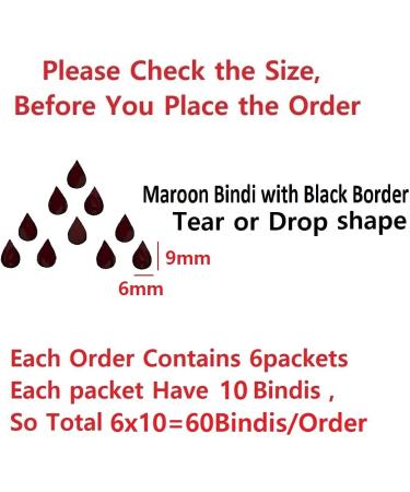 Shop Vama Fashions Tear Drop Small Velvet Tilak Bindi - Maroon Bindis for Women | International Shipping Available - Buy Online on GoSupps.com