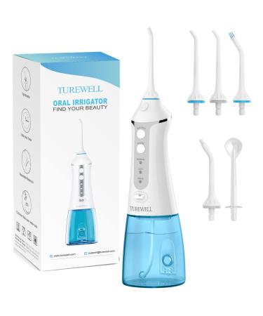 Water Dental Flosser Cordless Oral Irrigator, Portable and Rechargeable Water Teeth Pick with 3 Modes 6 Jet Tips, 300ML IPX7 Waterproof Dental Flosser for Oral Care White