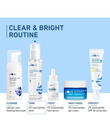 Plum 3% Niacinamide Toner with Rice Water | Vitamin B3 with Japanese Fermented Rice Water | For Clear Blemish-Free Bright & Hydrated Skin | Refines & Tightens Pores | Fragrance-Free | all skin types - Buy Online on GoSupps.com