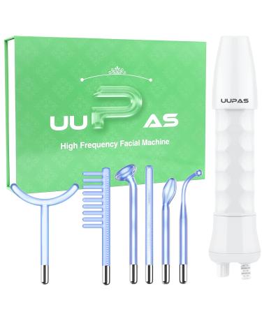 High Frequency Facial Wand - UUPAS 6 in 1 Portable High Frequency Facial Skin Machine Device with 6 Pcs of High Frequency Blue Different Glass Tubes for Face/Eyes/Body