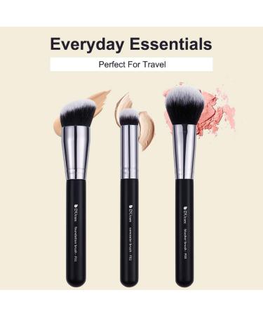 DUcare 3Pcs Kabuki Makeup Brush Set for Foundation, Contour, Concealer, Blush, Bronzer - Black - Buy Online on GoSupps.com