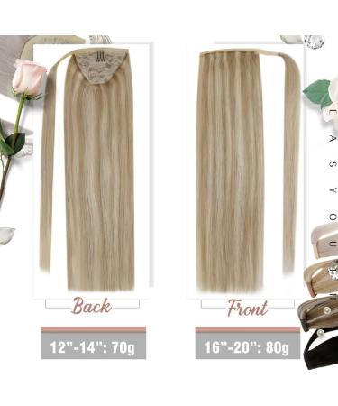 Easyouth Human Hair Blonde Ponytail Extensions 12 Inch - Highlight Blonde Wrap Around Ponytail 70g - 4-Pony Style #16P22(#16P24) - Buy Online on GoSupps.com