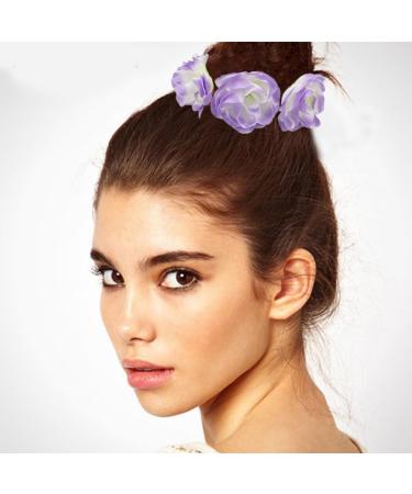 Delicate Artificial Flower Hairband Elastic Hair Scrunchies Fashionable Ponytail Holder Great for Everyday Hairstyles Red green yellow pur - Buy Online on GoSupps.com