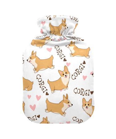 Cartoon Welsh Corgi heat bottle with cover heat bottles for pain relief hot water bag hot packing for warm and cold compress 1 l