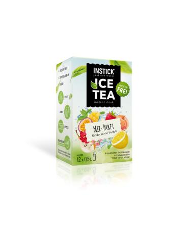 Intick Ice Tea |Sugar-free instant drink- icing mix package- with green tea and black tea extract |12 x 0.5-1 L |Beverage powder - vegan low in calories with vitamin C aromatics different types of iced tea