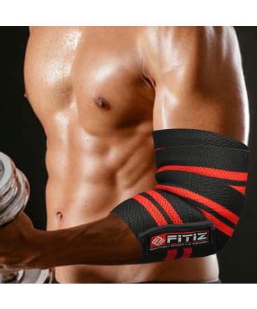 FITIZ Elbow Sleeve Wraps- Support & Compression Straps for Weightlifting (Black) - Buy Online on GoSupps.com