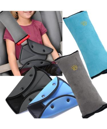 X-BLTU 4PCS Seat Belt Pads Children/BabyCar Safety Kids Seatbelt Adjuster Cover Strap Mash Shoulder Pad Children Seat Belt Clips Car Safety Strap Protection for Children Adults Seniors Seatbelt Clip Blue+Grey 4pc